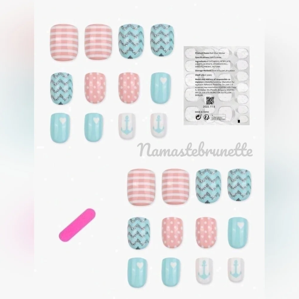 2/$16 Hearts Polka-dots Stripes Press On Nails